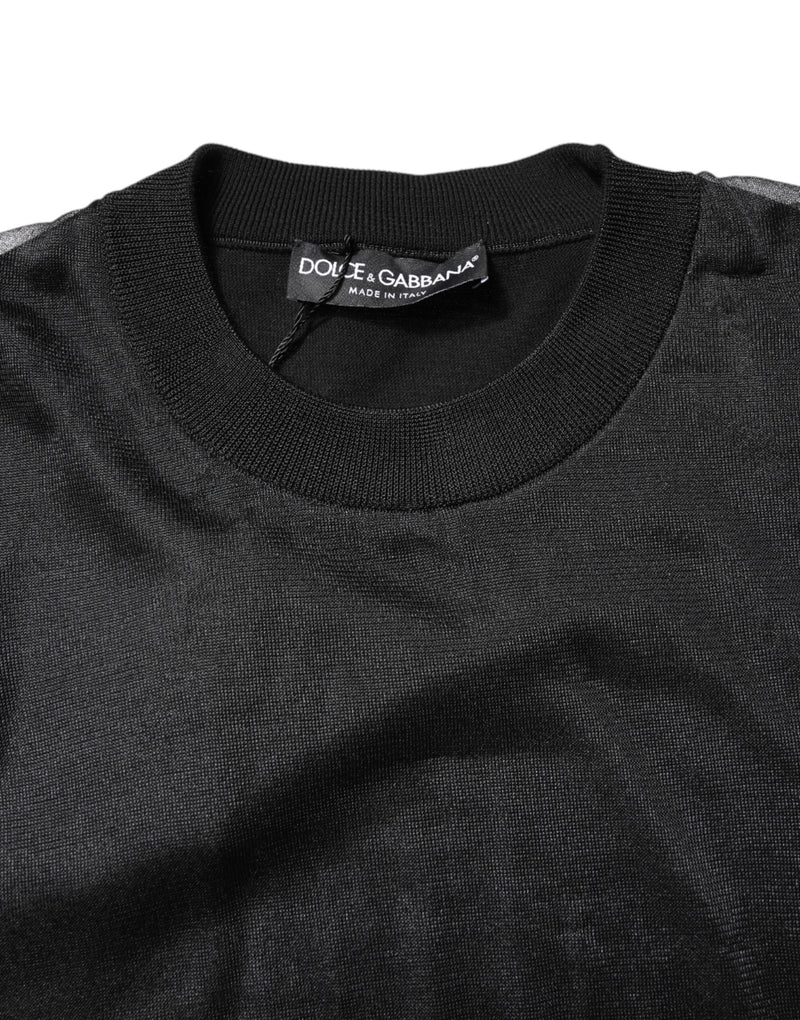 Pull en tricot à col rond noir avec logo Dolce &amp; Gabbana