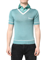 T-shirt à manches courtes à col rond vert imprimé de Dolce &amp; Gabbana