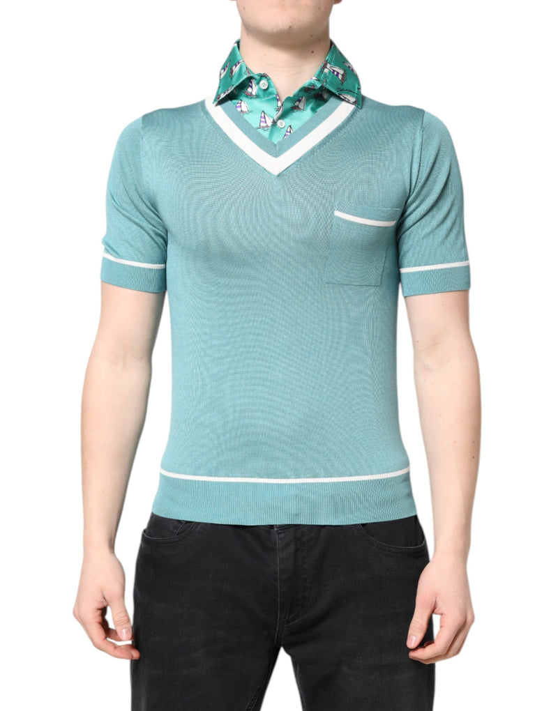 T-shirt à manches courtes à col rond vert imprimé de Dolce &amp; Gabbana