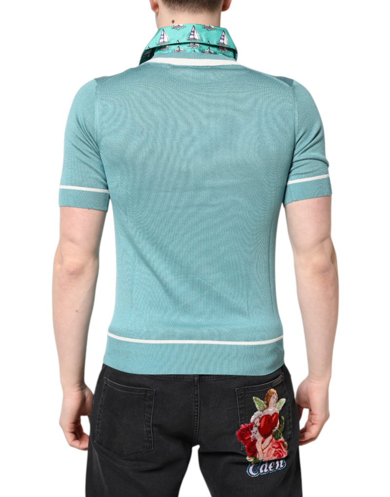 T-shirt à manches courtes à col rond vert imprimé de Dolce &amp; Gabbana