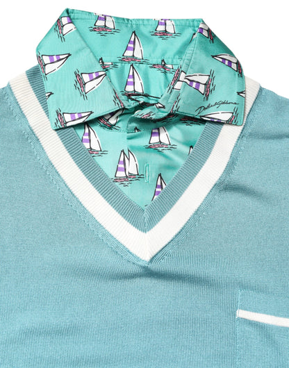 T-shirt à manches courtes à col rond vert imprimé de Dolce & Gabbana