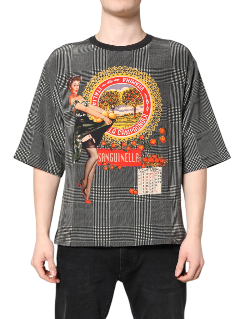 T-shirt à manches courtes Dolce &amp; Gabbana noir et blanc avec imprimé graphique