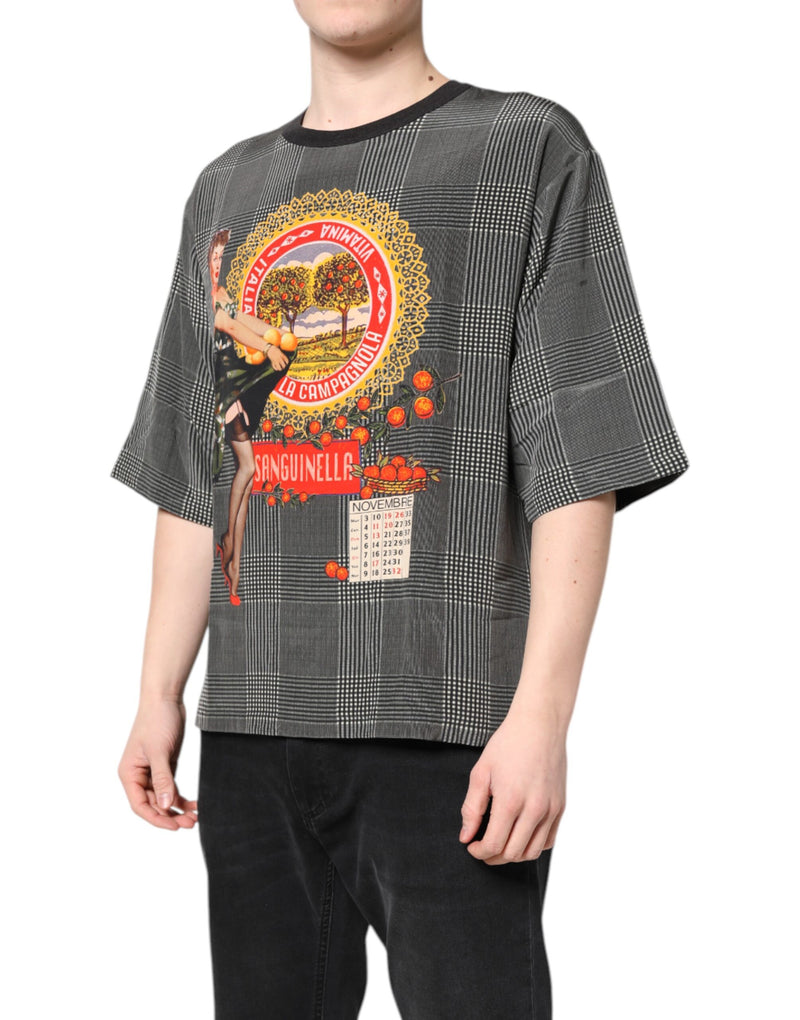T-shirt à manches courtes Dolce &amp; Gabbana noir et blanc avec imprimé graphique