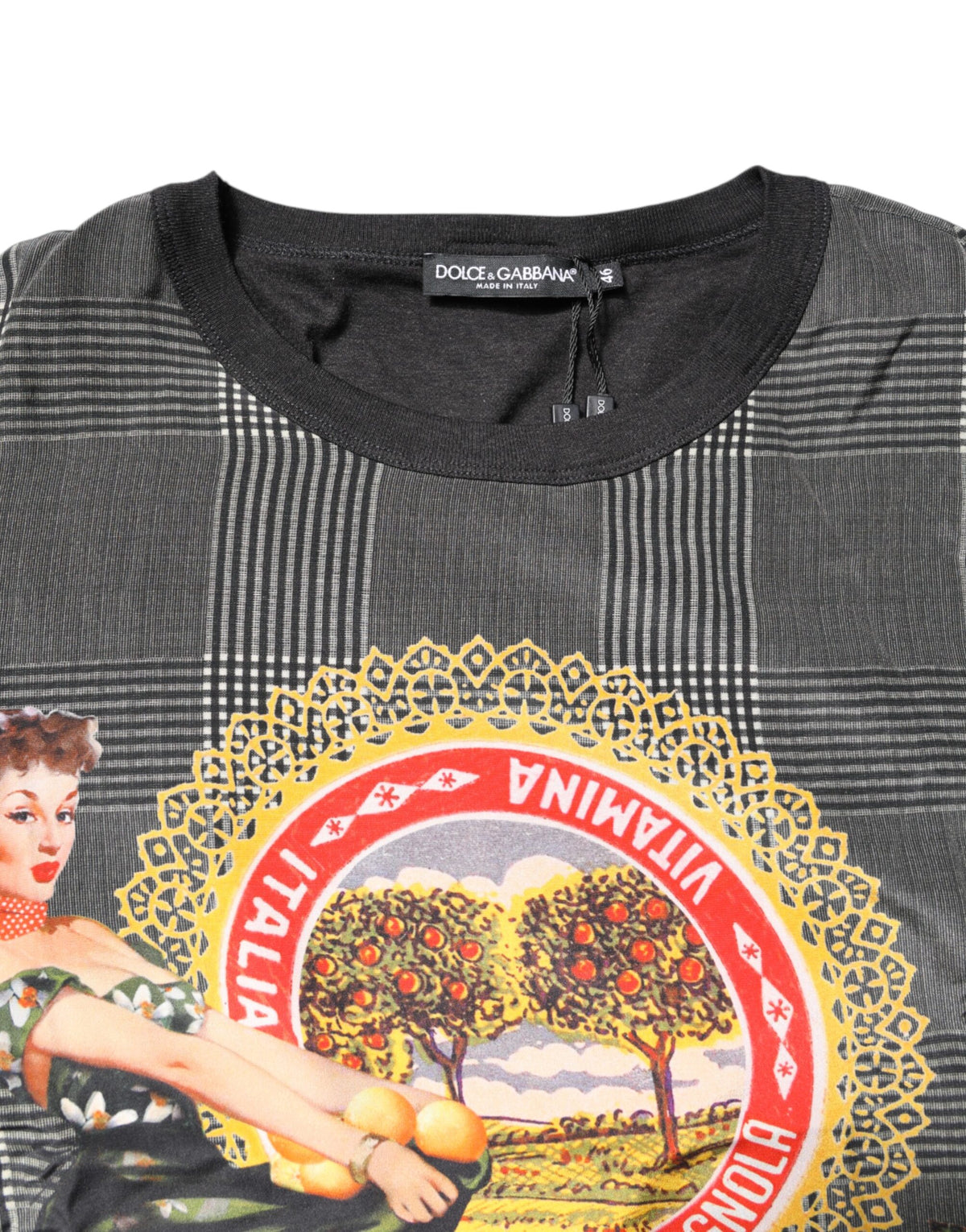 T-shirt à manches courtes Dolce &amp; Gabbana noir et blanc avec imprimé graphique