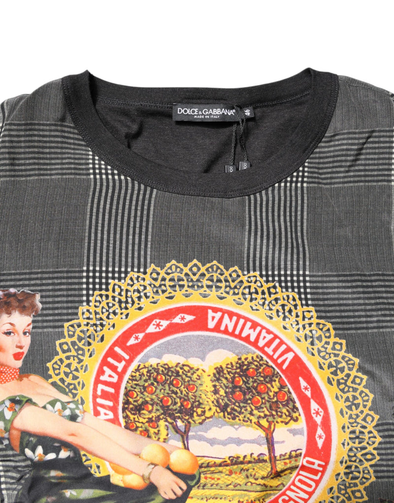 T-shirt à manches courtes Dolce &amp; Gabbana noir et blanc avec imprimé graphique