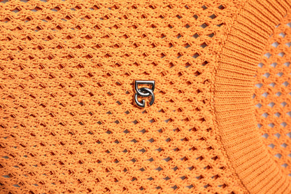 T-shirt orange en cachemire à col rond et sans manches de Dolce & Gabbana