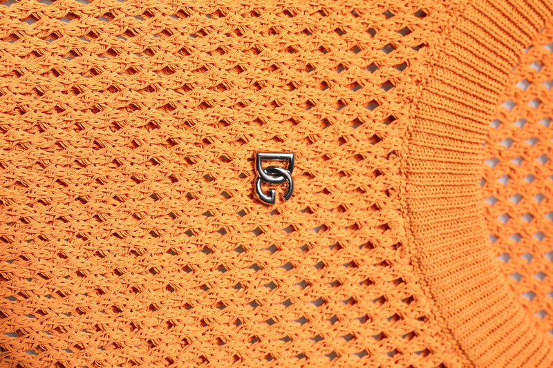 T-shirt orange en cachemire à col rond et sans manches de Dolce &amp; Gabbana