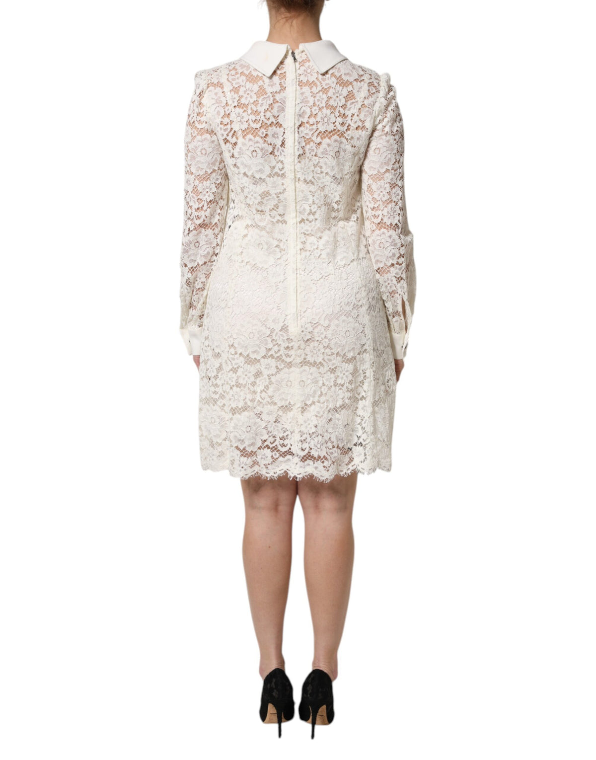 Robe Shift en Dentelle Florale Blanche Dolce & Gabbana