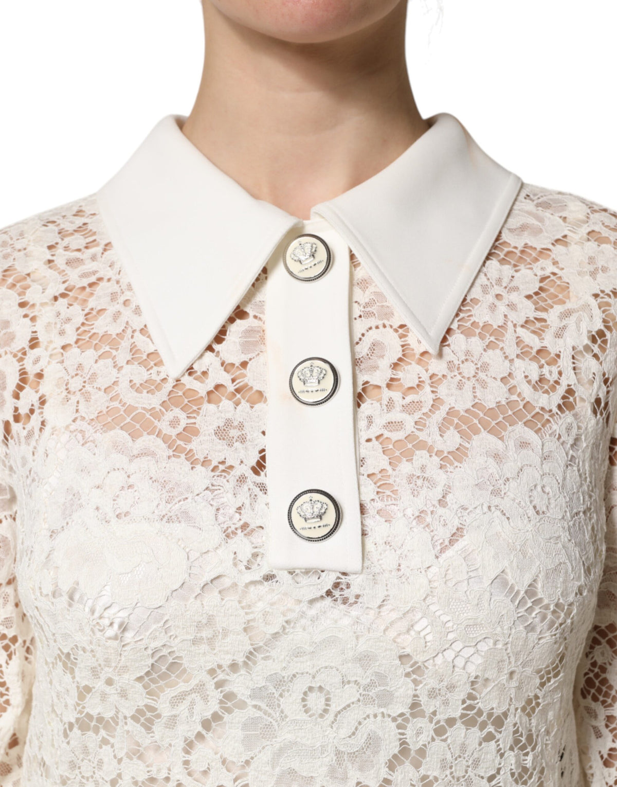 Robe Shift en Dentelle Florale Blanche Dolce & Gabbana