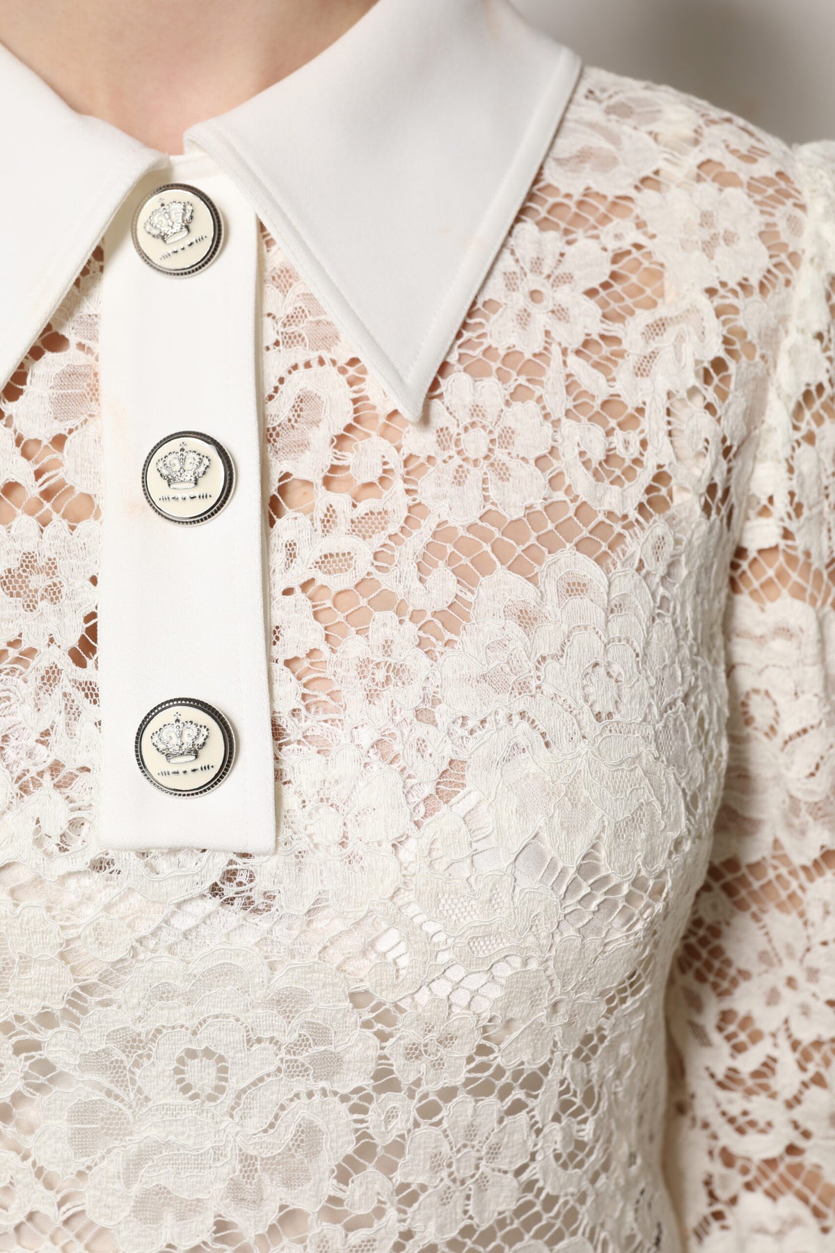 Robe Shift en Dentelle Florale Blanche Dolce & Gabbana