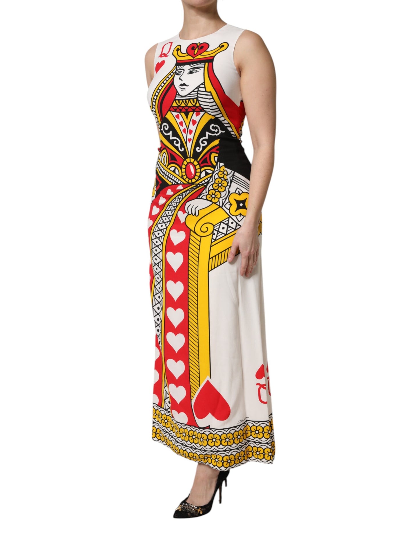 Robe longue blanche sans manches Dolce & Gabbana "Queen Of Hearts"