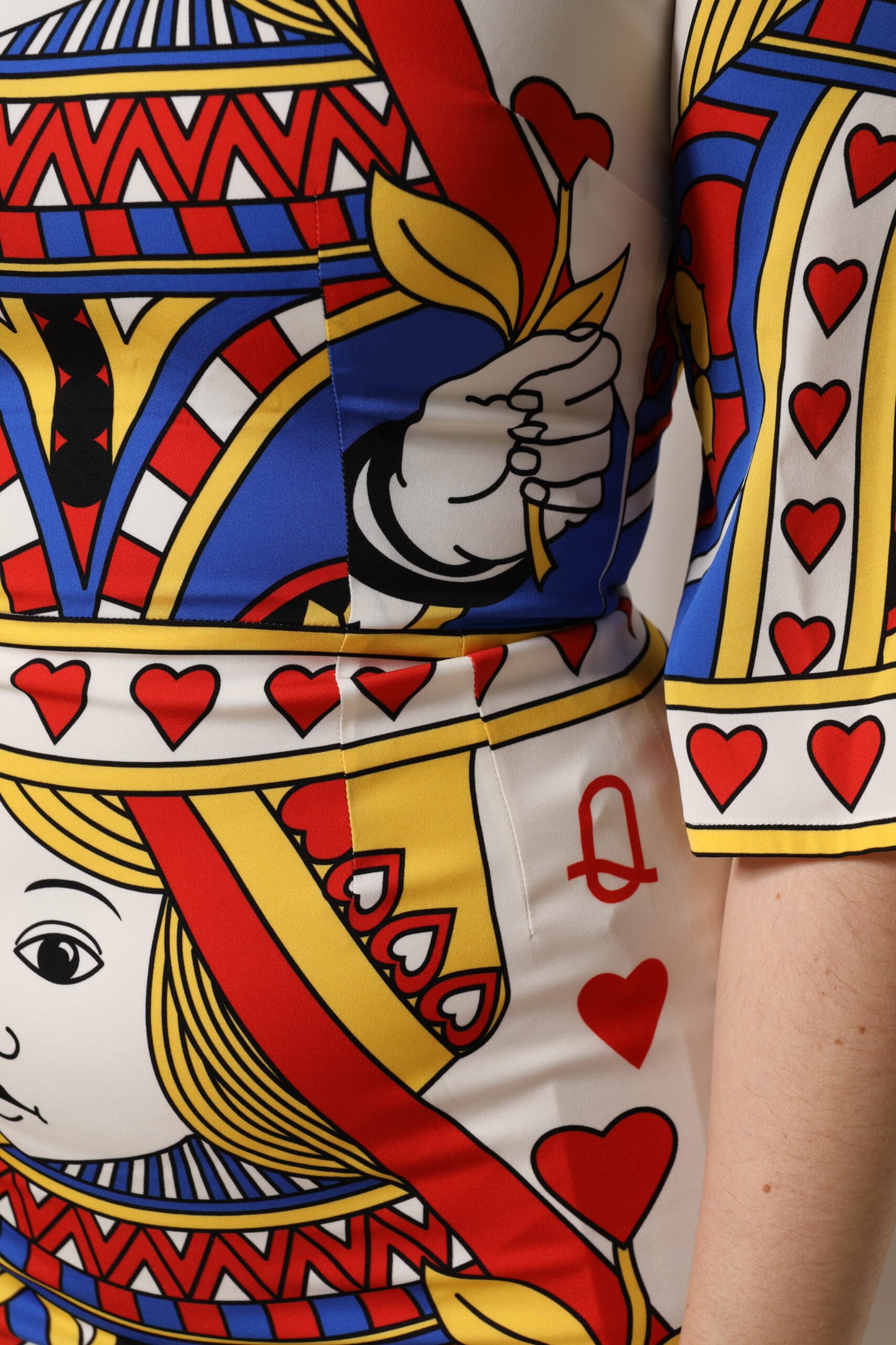 Dolce & Gabbana Witte Queen Of Heart Jurk met Korte Mouwen en Middellange Lengte