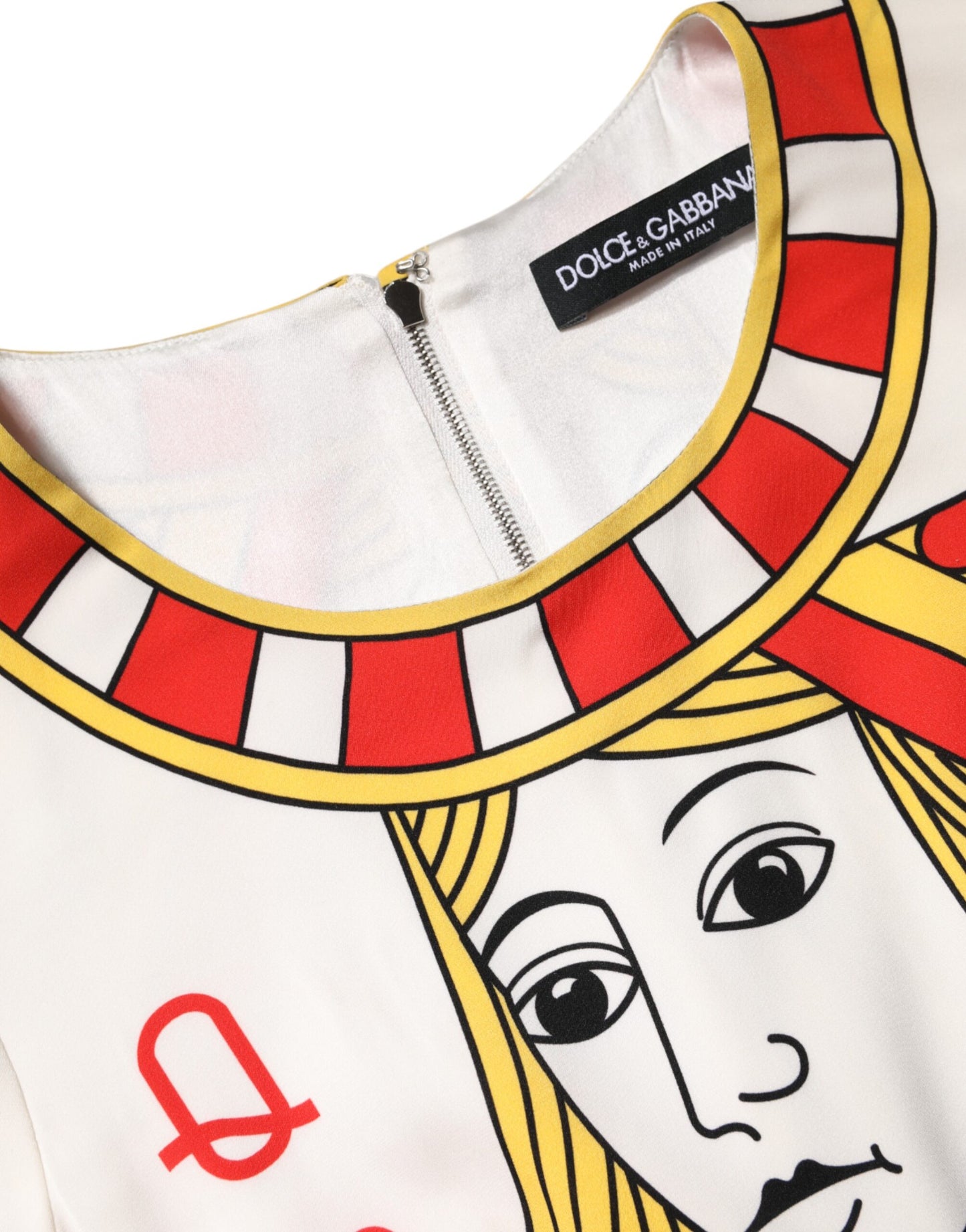 Dolce & Gabbana Witte Queen Of Heart Jurk met Korte Mouwen en Middellange Lengte