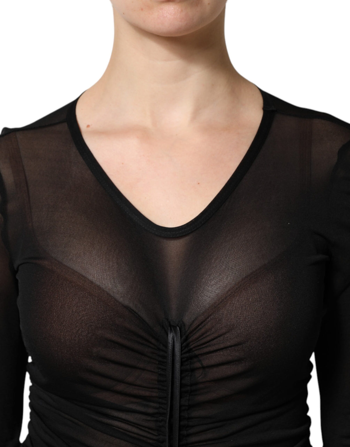 Dolce & Gabbana Robe Longue Bodycon Noire avec Détails en Maille