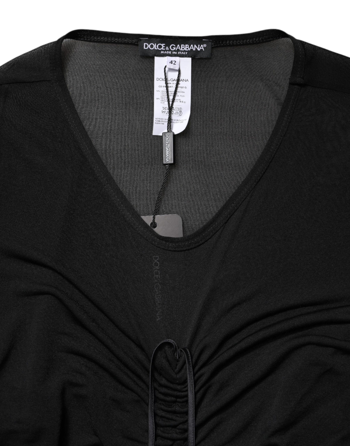 Dolce & Gabbana Robe Longue Bodycon Noire avec Détails en Maille