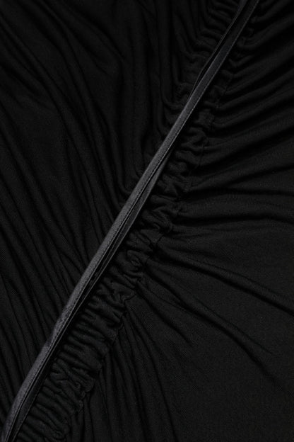 Dolce & Gabbana Black Mesh Trim Bodycon Long Sheath Dress