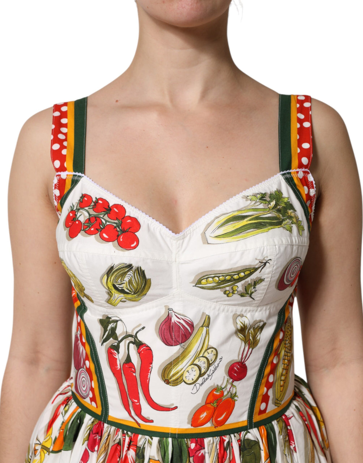 Robe A-line sans manches Dolce & Gabbana avec imprimé légumes