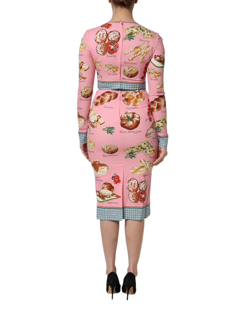 Robe Midi Bodycon à Imprimé Pâtisserie Rose Dolce & Gabbana