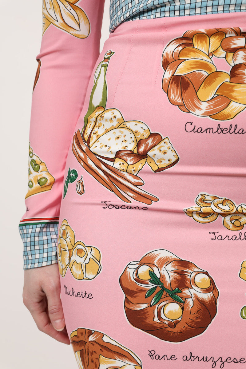 Robe Midi Bodycon à Imprimé Pâtisserie Rose Dolce & Gabbana
