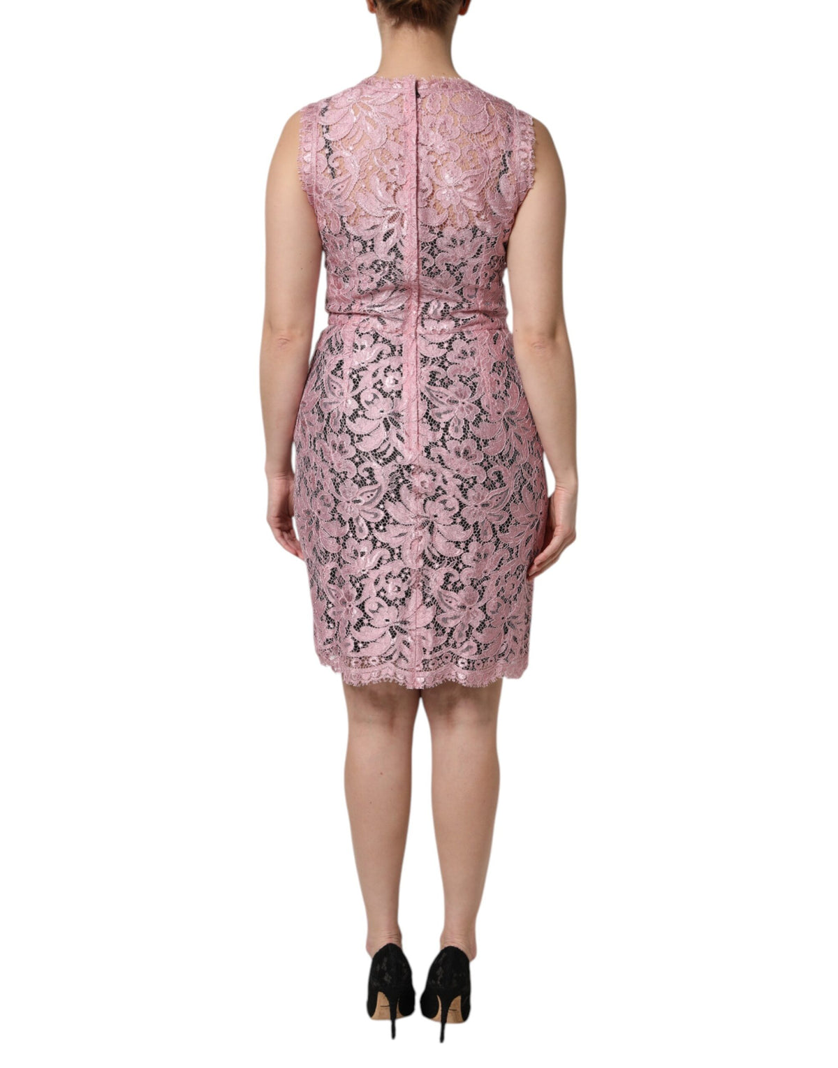 Robe sans manches Dolce & Gabbana en dentelle florale rose