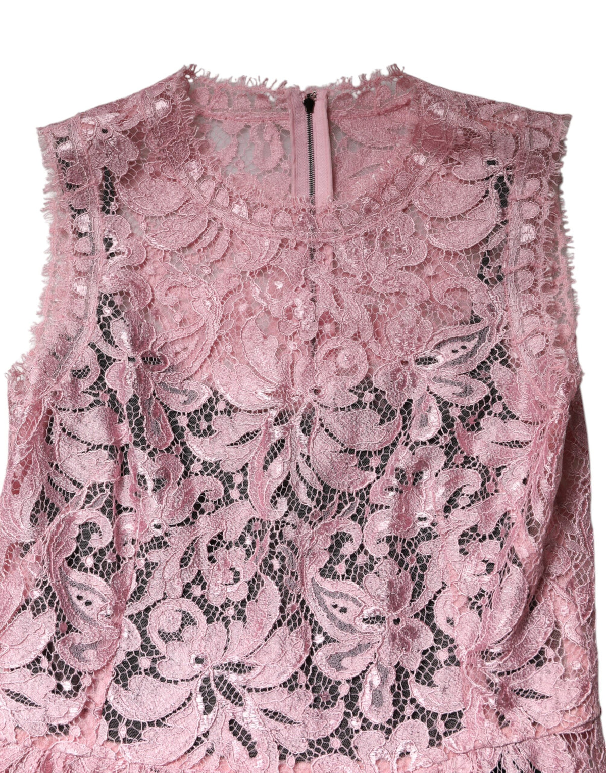 Robe sans manches Dolce & Gabbana en dentelle florale rose