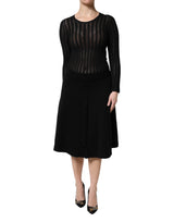Robe Midi A-line en Cachemire Noir Dolce & Gabbana