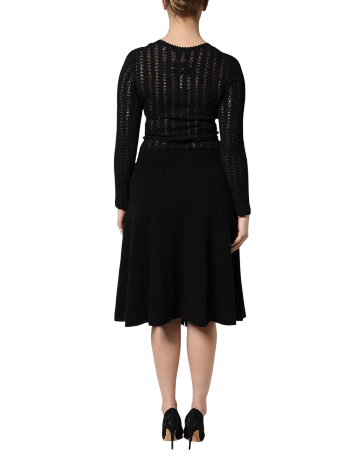 Robe Midi A-line en Cachemire Noir Dolce & Gabbana