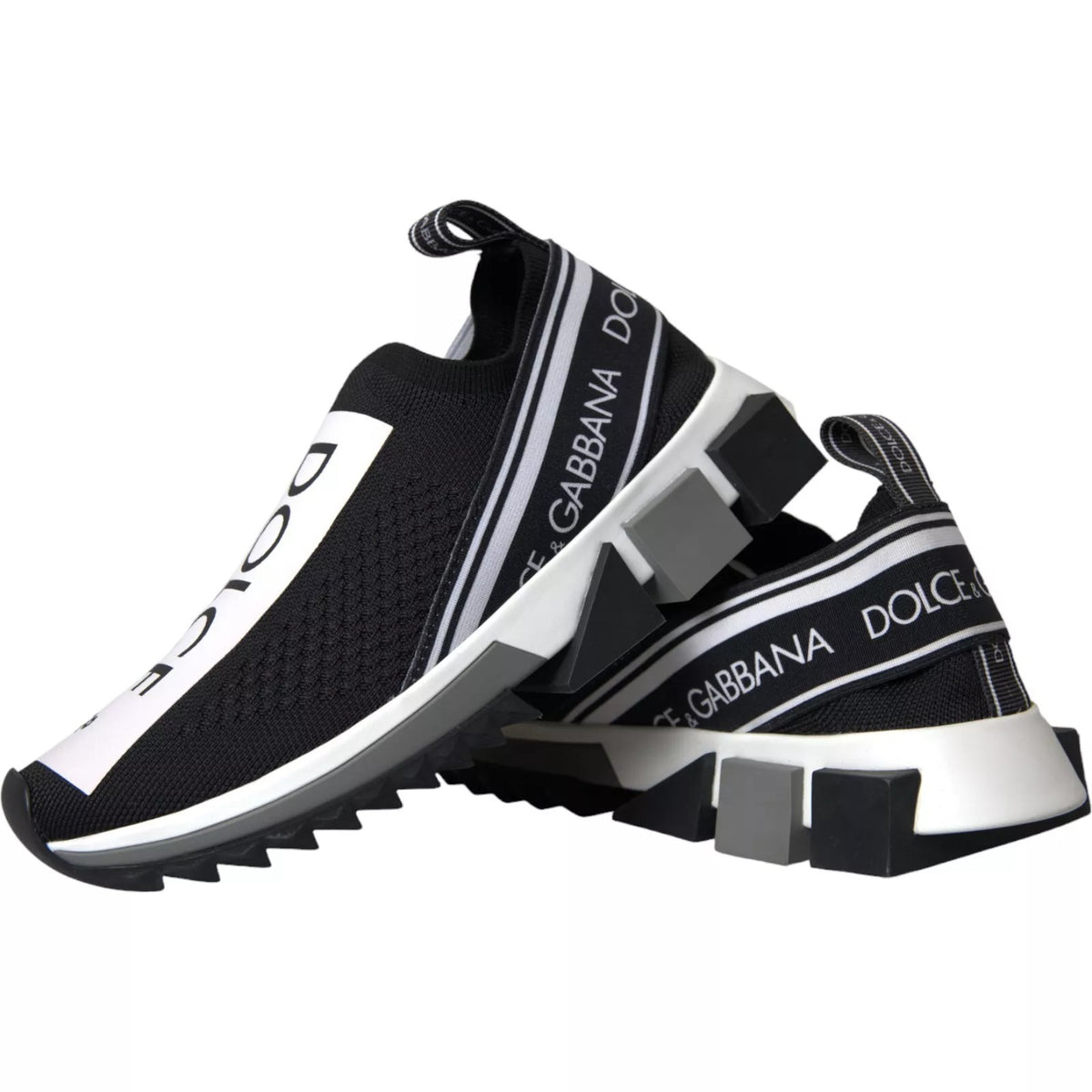 Dolce & Gabbana Black and White Sorrento Slip-On Sneakers