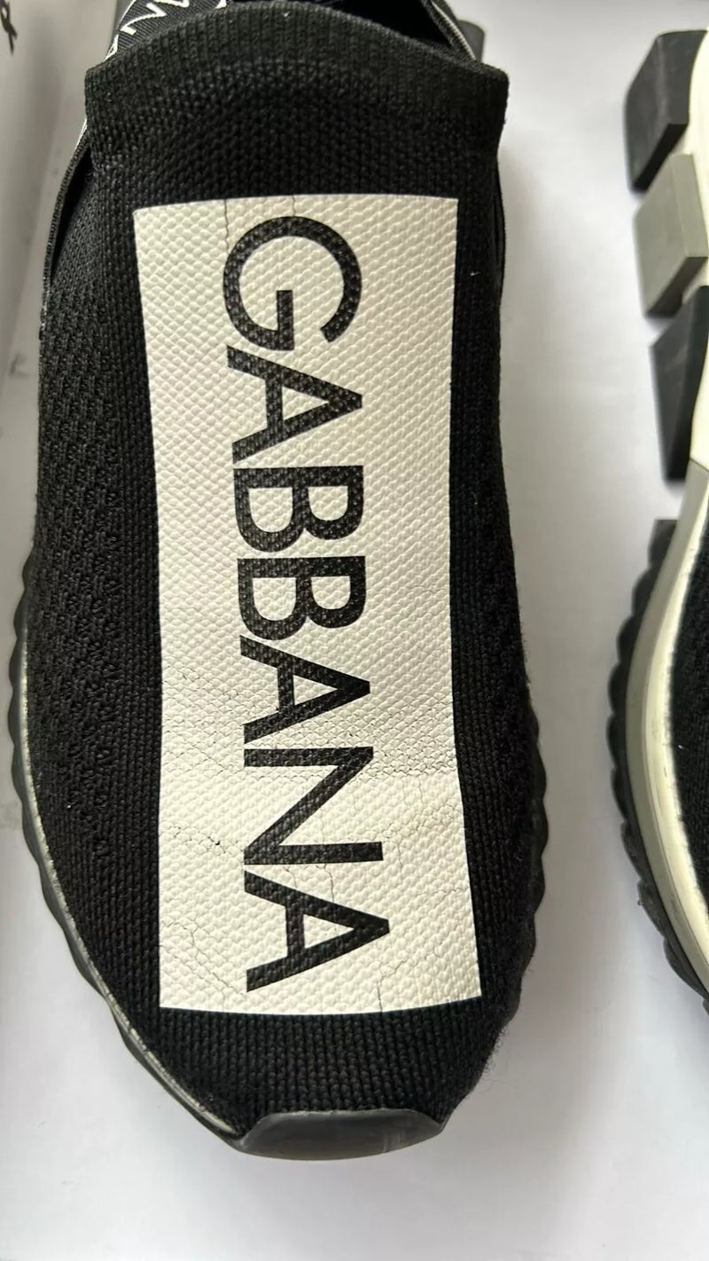 Dolce & Gabbana Black and White Sorrento Slip-On Sneakers