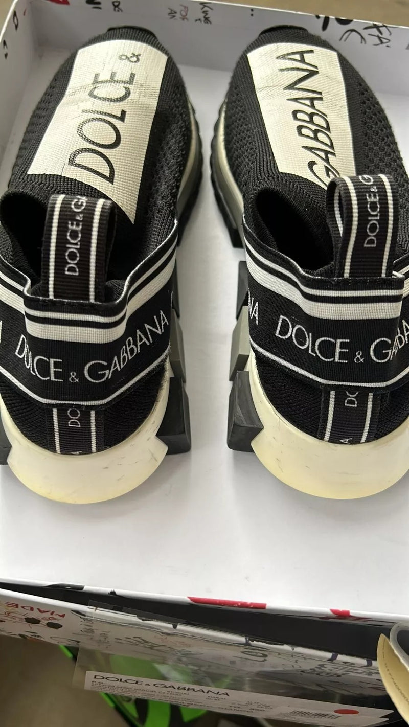 Dolce & Gabbana Black and White Sorrento Slip-On Sneakers