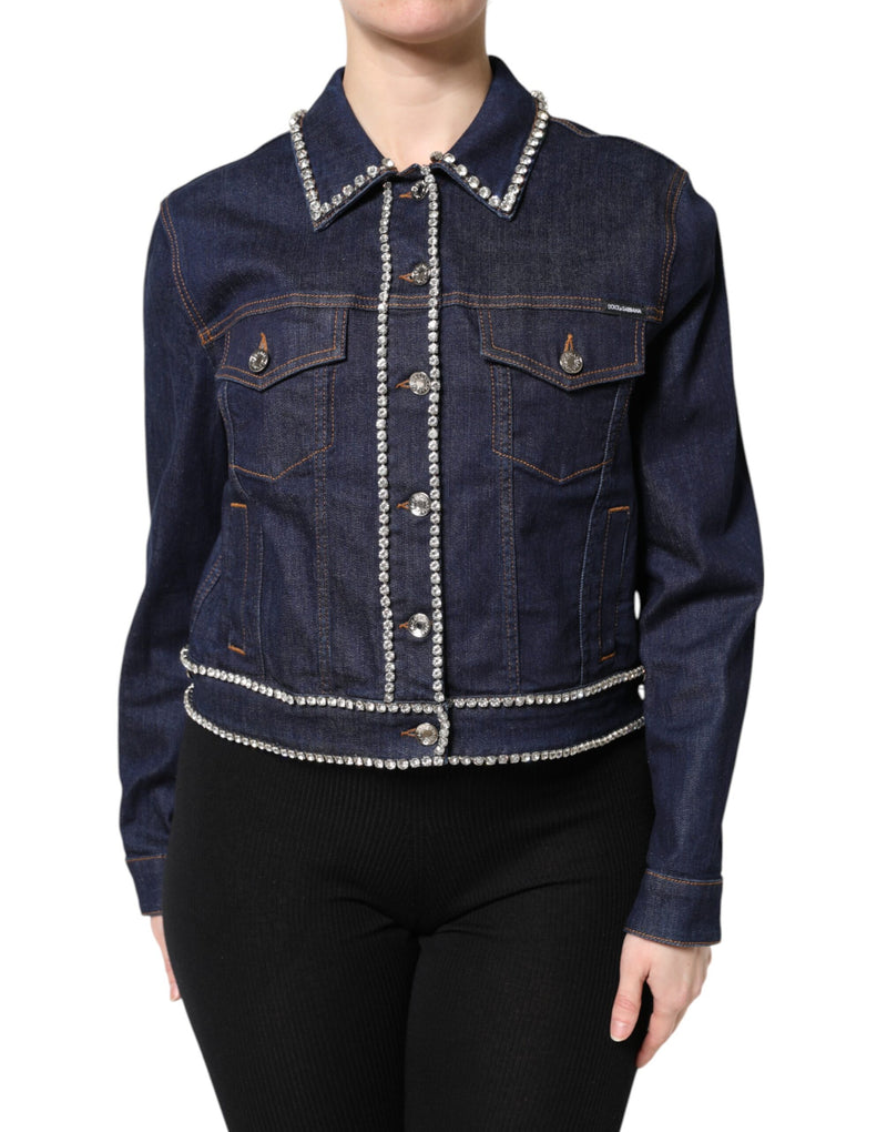 Dolce & Gabbana Veste en Denim Bleu avec Cristaux