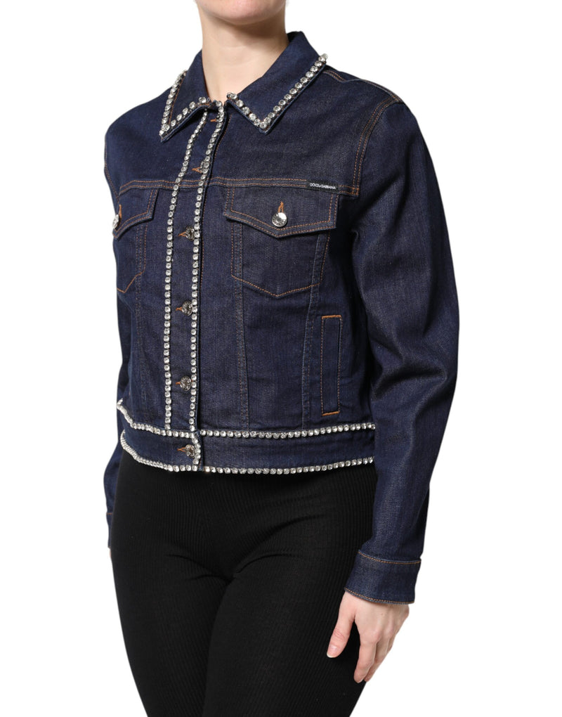 Dolce & Gabbana Veste en Denim Bleu avec Cristaux