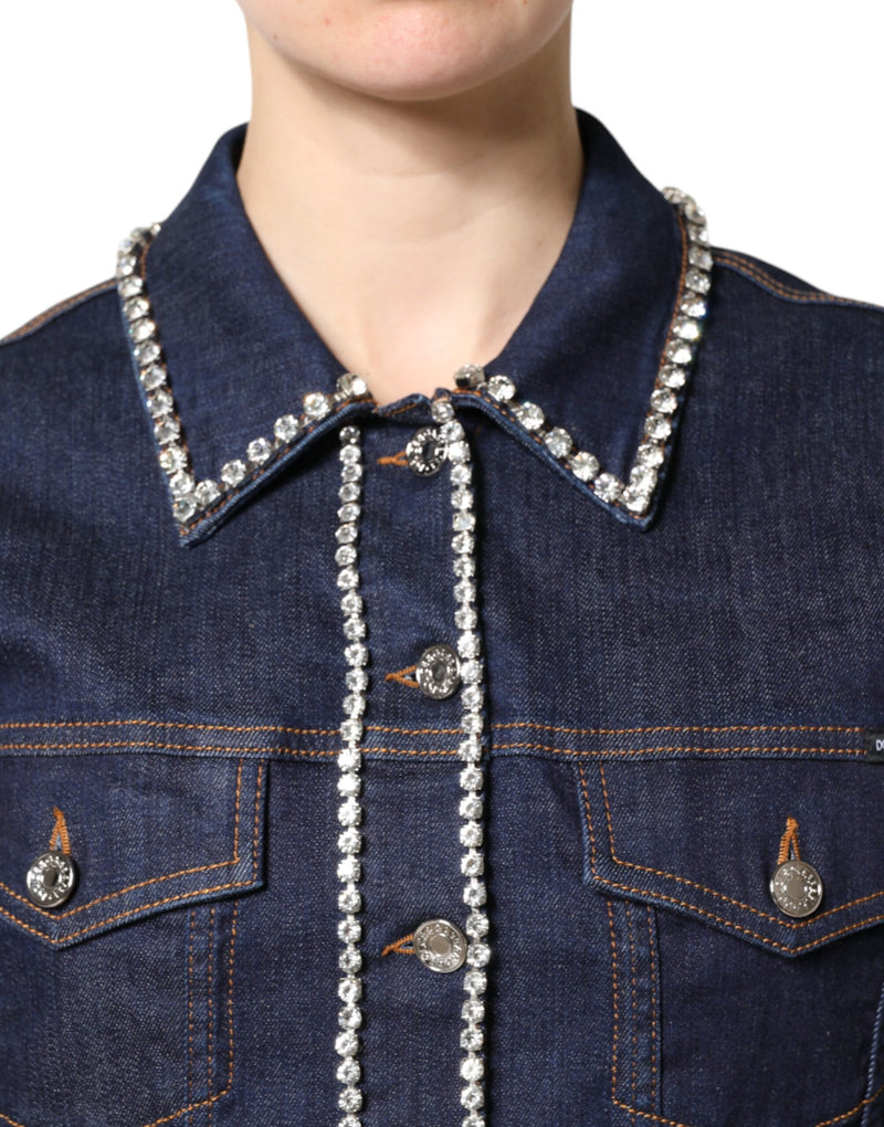 Dolce & Gabbana Veste en Denim Bleu avec Cristaux