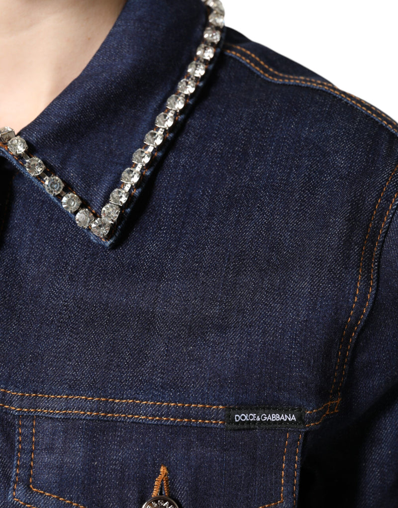 Dolce & Gabbana Veste en Denim Bleu avec Cristaux