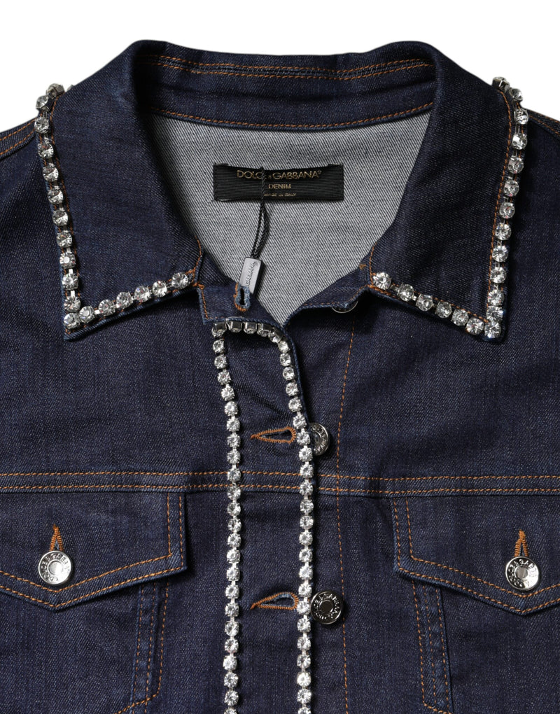Dolce & Gabbana Veste en Denim Bleu avec Cristaux