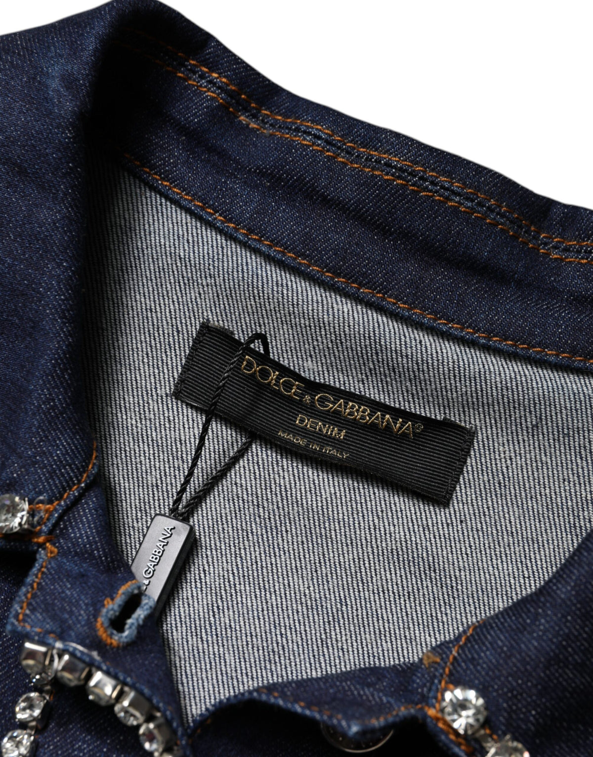 Dolce & Gabbana Veste en Denim Bleu avec Cristaux