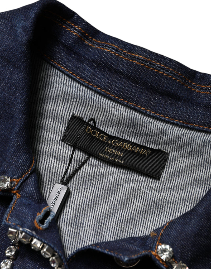 Dolce & Gabbana Veste en Denim Bleu avec Cristaux