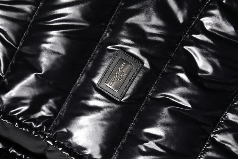 Dolce & Gabbana Black Logo Plaque Full Zip Puffer Jacket