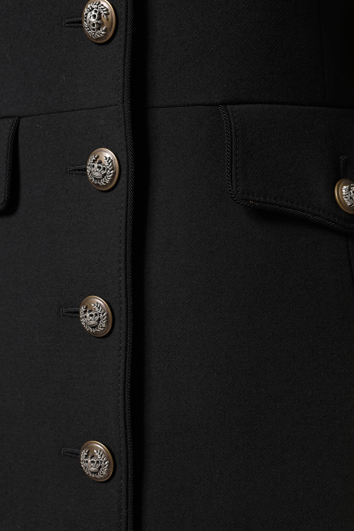 Dolce & Gabbana Black Wool Single Breasted Trench Coat Jacket