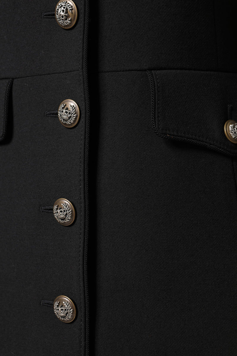 Dolce & Gabbana Black Wool Single Breasted Trench Coat Jacket