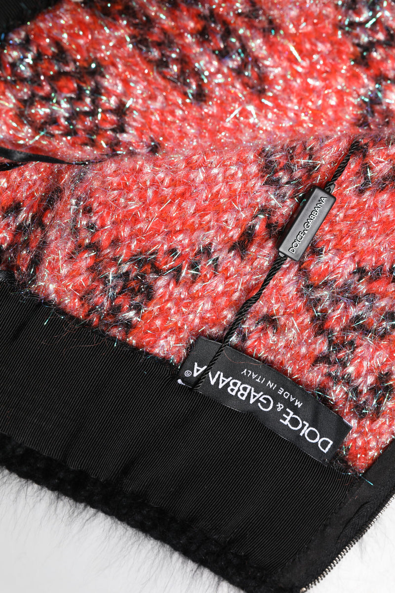 Dolce & Gabbana Jupe Mini Haute Taille Multicolore en Velours