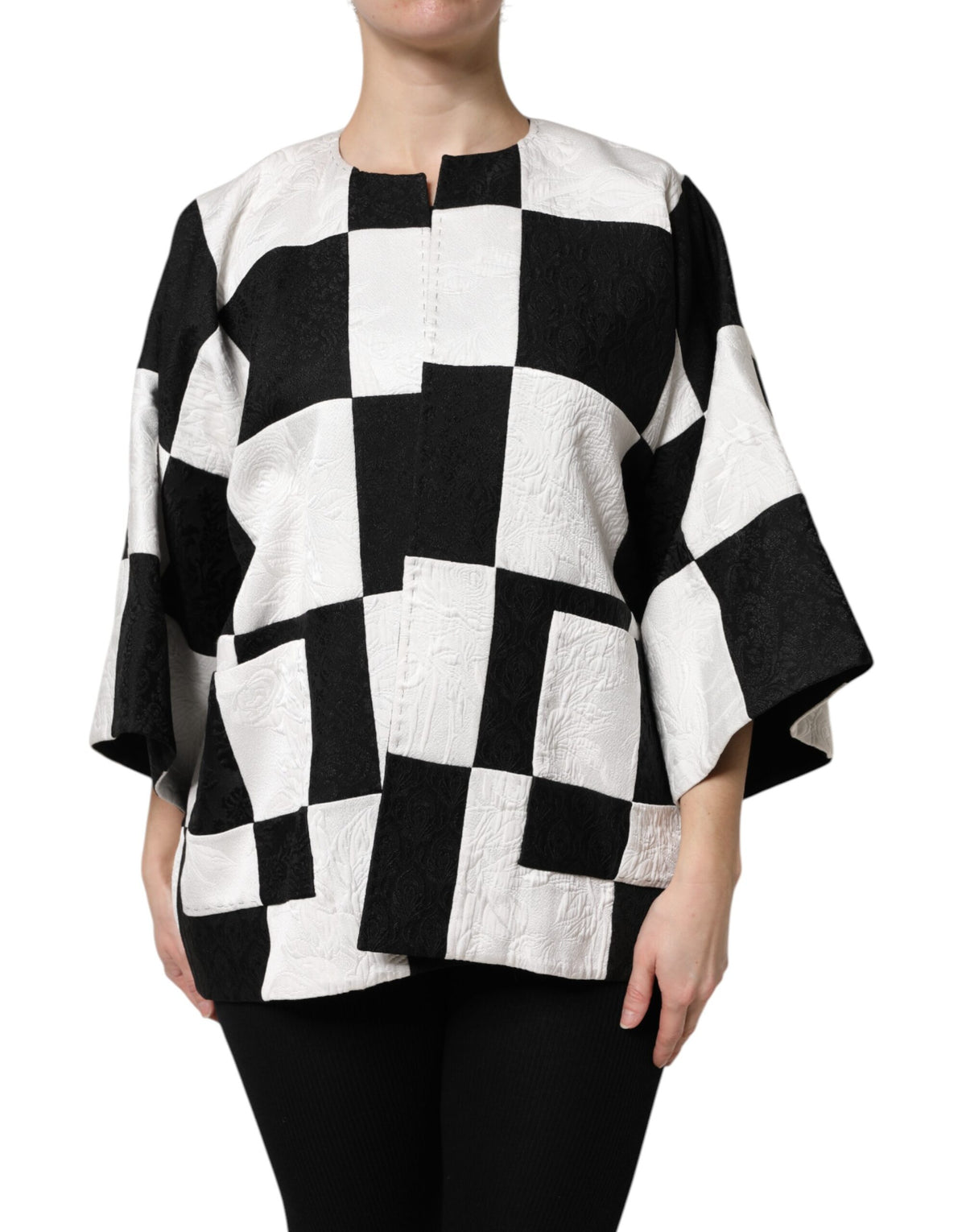 Dolce & Gabbana Blazer Jacquard Patchwork Noir et Blanc