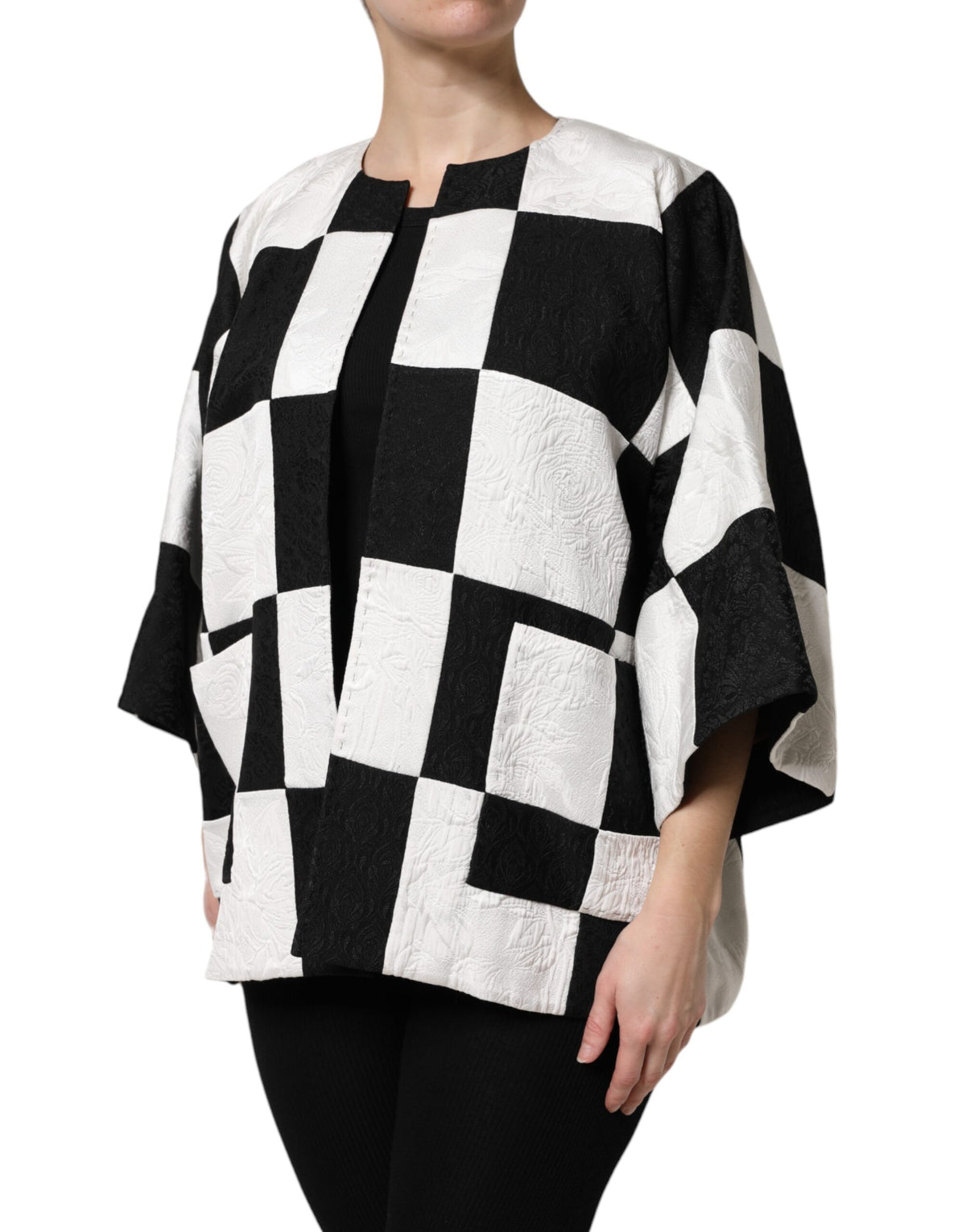 Dolce & Gabbana Blazer Jacquard Patchwork Noir et Blanc