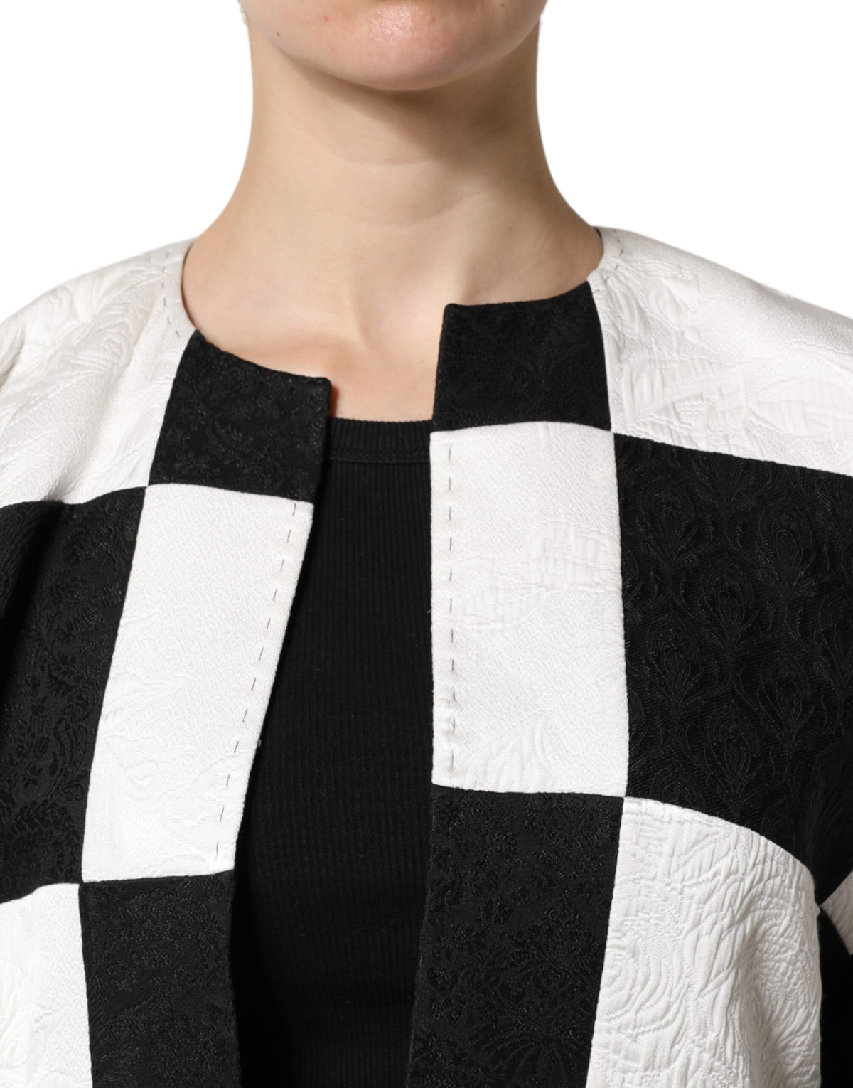 Dolce & Gabbana Blazer Jacquard Patchwork Noir et Blanc