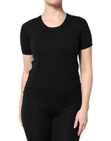 Dolce & Gabbana T-shirt en coton noir à col rond et manches courtes