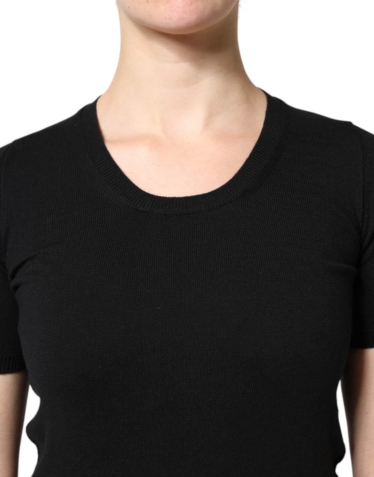 Dolce & Gabbana T-shirt en coton noir à col rond et manches courtes