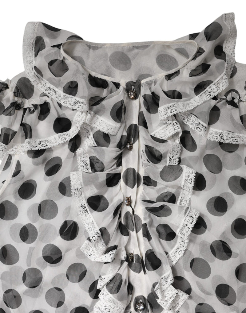 Dolce & Gabbana Top Sans Manches à Pois Noir et Blanc