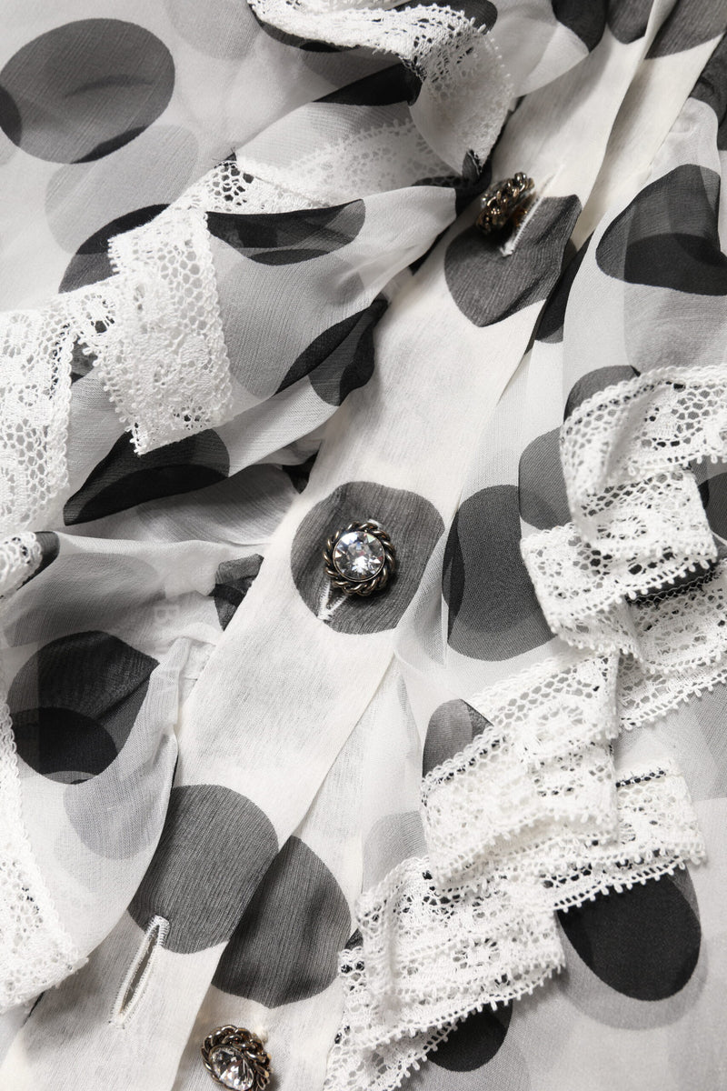 Dolce & Gabbana Top Sans Manches à Pois Noir et Blanc