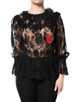 Dolce & Gabbana Black Floral Lace Blouse Top for Women