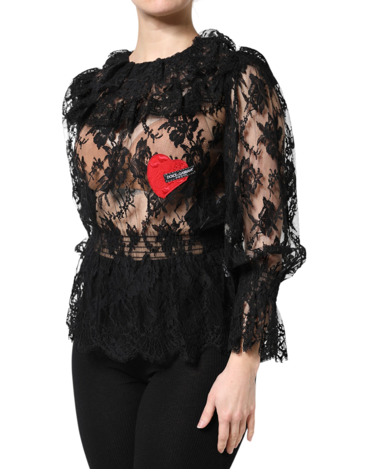 Dolce & Gabbana Black Floral Lace Blouse Top for Women